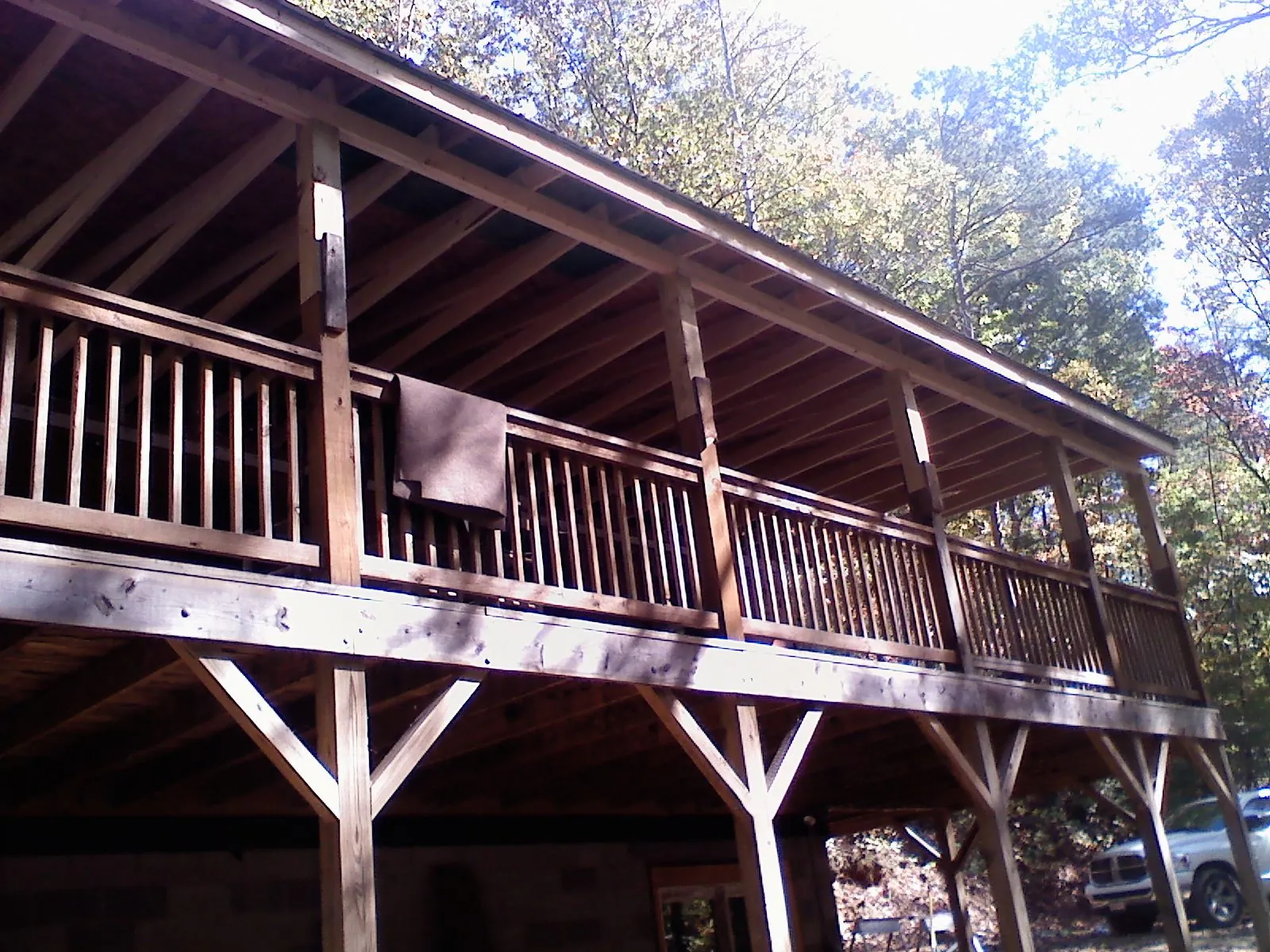 Timber framing under a new elevated porch and deck — Roof Leak Repair in Cornelia by Roofing Brothers